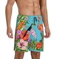 thumbnail image 3 of Rocae Tropical Jungle Flamingo for Men's Soft Sleep Pajama Shorts, Waistband and Pockets, 3 of 9