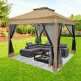 thumbnail image 4 of SANOPY 12x12FT Outdoor Pop up Gazebo with Mosquito Netting, Shade and Rain Instant Patio Canopy with 4 Sandbags for Garden Backyard, Brown, 4 of 14