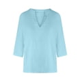 thumbnail image 5 of Short Sleeve Shirts For Women Linen Blend Button Down Shirt Casual Long Sleeve Blouse Collar Tunics Trendy Clothing, 5 of 5