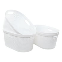 Idomy 4-Pack 40 L Large Plastic Laundry Hamper  with Cutout Handles, White