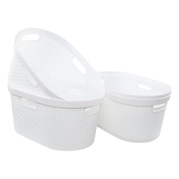 Idomy 4-Pack 40 L Large Plastic Laundry Hamper  with Cutout Handles, White