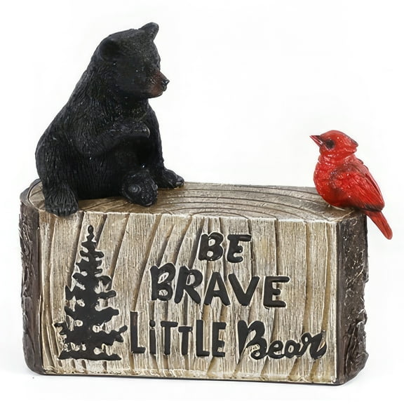 FC Design 7"W Bear and Cardinal on Wood Figurine Statue Sculpture Ornament Decoration Home/Room Decor and Unique Gift Ideas for Housewarming, Holidays and Birthdays