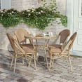 thumbnail image 3 of Flash Furniture Indoor/Outdoor Commercial French Bistro 31.5" Table, Natural/White PE Rattan, Glass Top with 4 Stack Chairs - Light Natural, 3 of 10