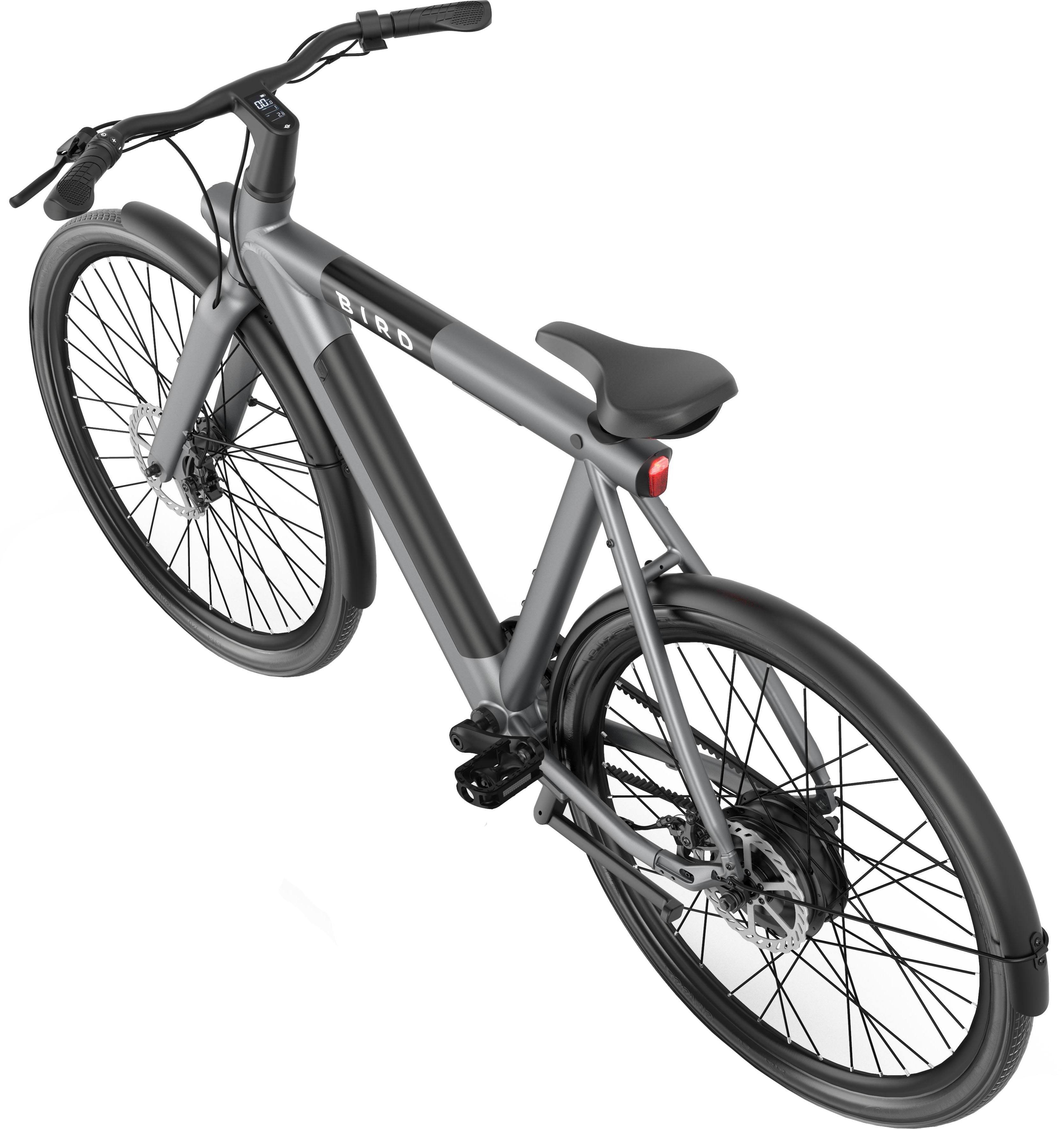 Bird A-Frame eBike | 500 Watt, App Control, LCD Dash Display | Alloy Frame, Belt Drive, Removable Battery, 28” Kenda Wheels, Integrated Lights | 50 Mile Range, 20 MPH Max Speed | Gravity Gray
