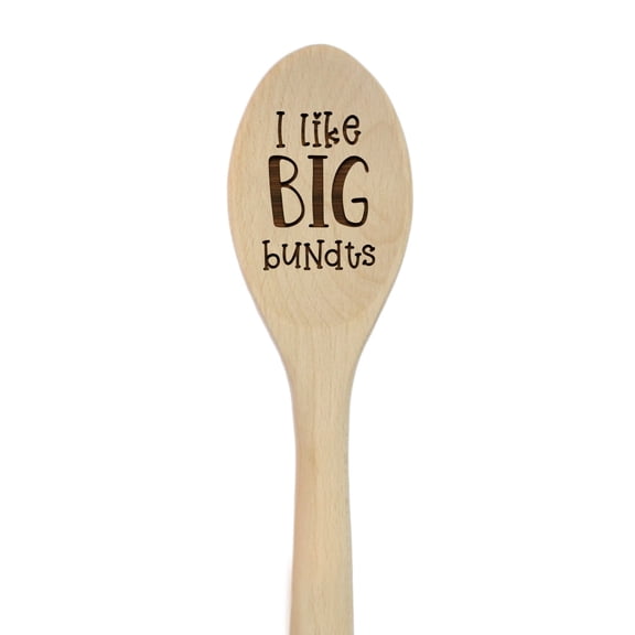 1pc Laser Engraved Wooden Mixing Spoon, I Like Big Bundts Christmas Gift