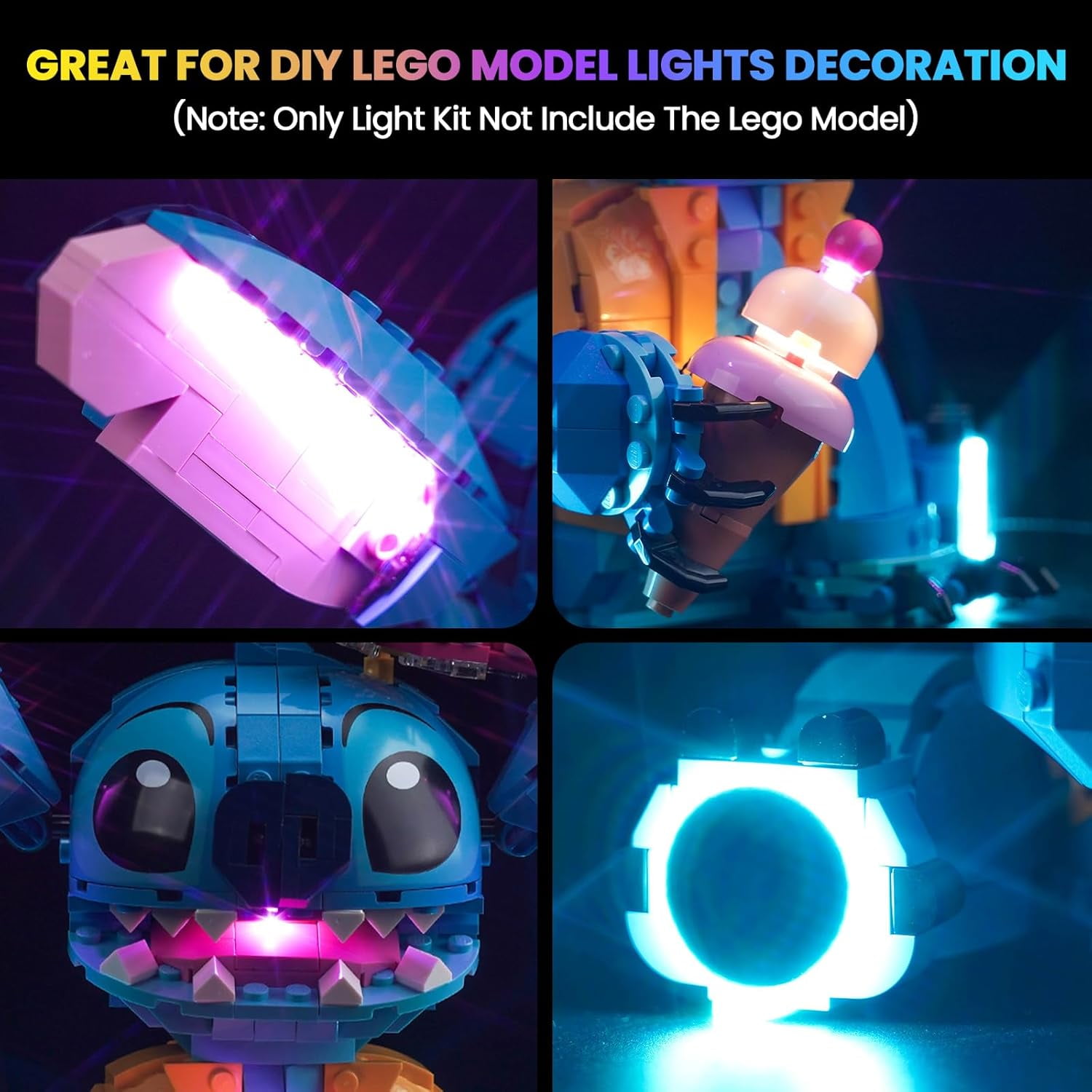 Upgraded Led Light Kit Compatible with Lego 43249 Stitch Toy Building Set, Lights Decoration Compatible with Lego 43249, Gift Idea for Girls, Boys