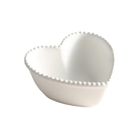 

Heart Shaped Ceramics Bowl Fruit Salad Bowl Dessert Bowl Food Serving Bowl for Home Restaurant Kitchen (White)