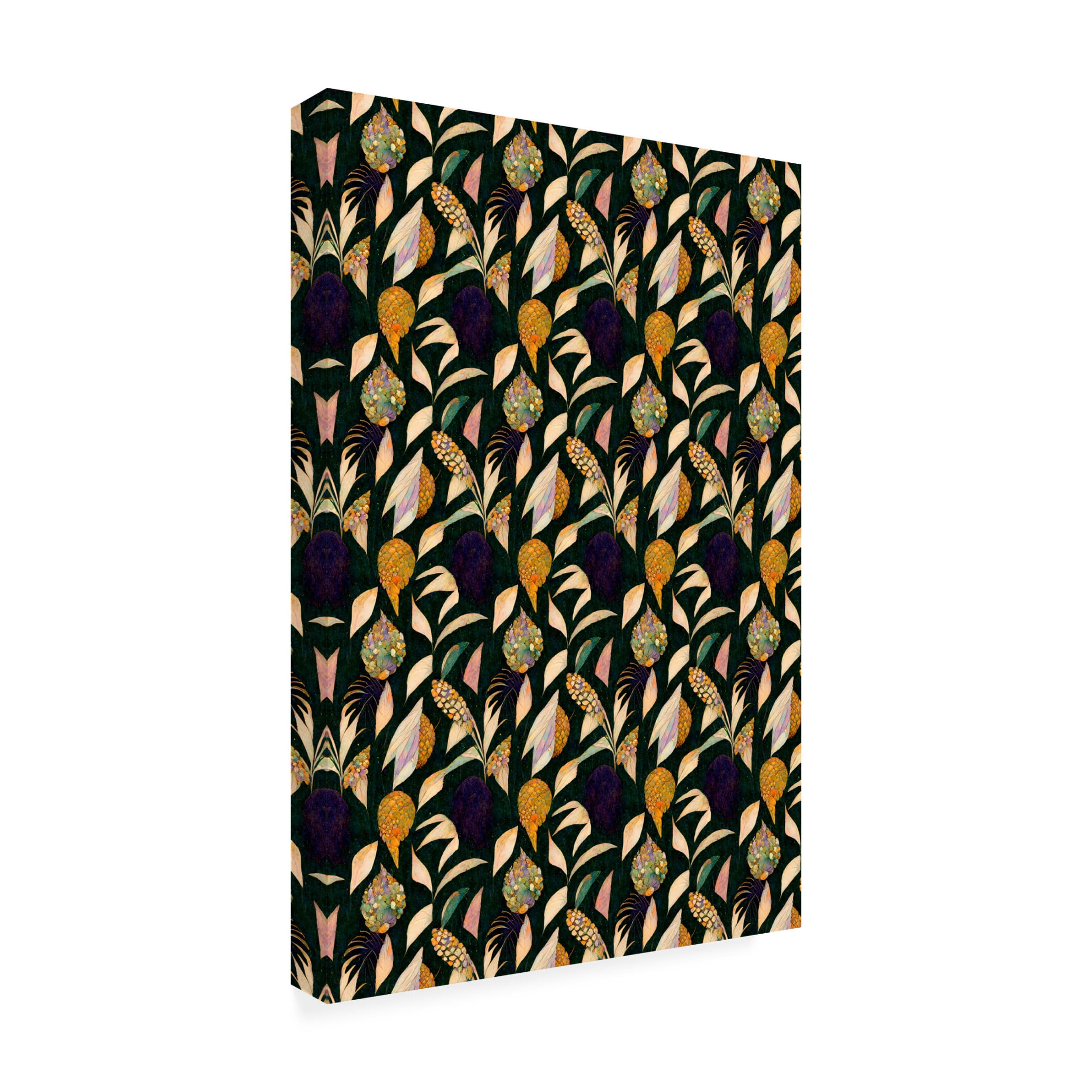 Canvas Wall Art - Treechild 'Leafs And Corn Pattern' Wall Art for Living Room, Bedroom, or Office D?cor by Trademark Fine Art - 12 x 19 Inches
