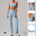 thumbnail image 5 of PISONIC Women's Yoga Outfit Workout Set High Waist Exercise Shorts Pants with Sport Crop Top Bra 2Pcs Gym Tracksuits, 5 of 10