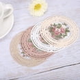 thumbnail image 5 of 6 Pcs Cloth Coasters for Drinks,Happon Vintage Floral Place Mats, Embroidery Craft Coasters,Heat-Resistant Fabric Tablemat for Wedding Party Decoration, 5 of 6
