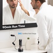 Body Hair Trimmer for Men,Manscape 3-in-1 Body Groomer Kit for Groin,IPX7 Waterproof Wet/Dry Electric Shaver Razor,Grooming for Face and Body,USB & Wireless Charging,Gifts for Men,Black