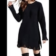 thumbnail image 3 of Vestido Tipo Suéter de Punto con Cuello Redondo de Color Liso para Mujer, Minivestido Retro. Negro L, 3 of 10