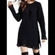 thumbnail image 3 of Vestido Tipo Suéter de Punto con Cuello Redondo de Color Liso para Mujer, Minivestido Retro. Negro L, 3 of 10