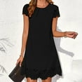 thumbnail image 7 of XuJwPNcy Tshirt Dress Women Summer Crewneck Short Sleeve Dresses Hollow Trim Ruch Front Casual Loose Dress, 7 of 7