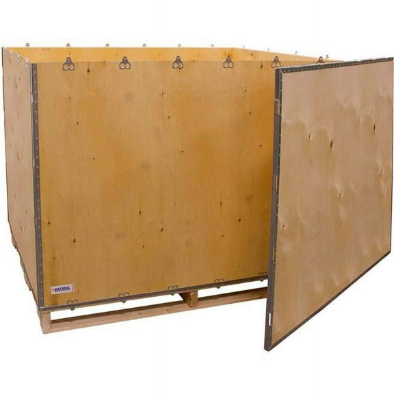 National Corrugate B2352209 Global Industrial 6-Panel Shipping Crate with Lid & Pallet - 60 x 48 x 48 in.