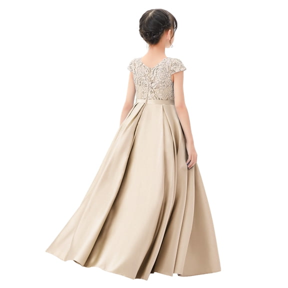 Ekidsbridal Illusion Lace Cap Sleeves Flower Girl Dress Wedding Reception Junior Bridesmaid Communion Baptism L246 2