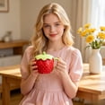 thumbnail image 5 of Cute Strawberry Mug with Lid and Spoon Ceramic Pink Coffee Maker Tea Cup for Women Kawaii Kitchen Gifts, 5 of 5