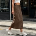 thumbnail image 3 of ShomPort Women's Cargo Skirts Long Skirt Flap Pockets Drawstring Elastic Waist Ankle Length Trendy Summer Skirt, 3 of 7