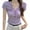 Purple Short Sleeve for Women, variant on Women's Short Sleeve Square Neck Ruched Blouse Stretchy Comfortable Daily Casual Party Top Pink S