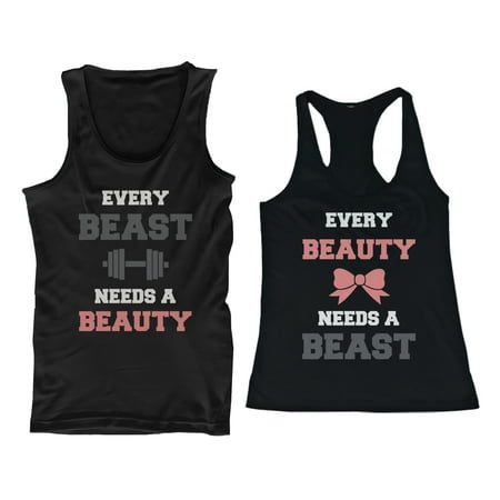 Beauty and Beast Need Each Other His and Her Matching Couple Tank (The Best Tank Tops)