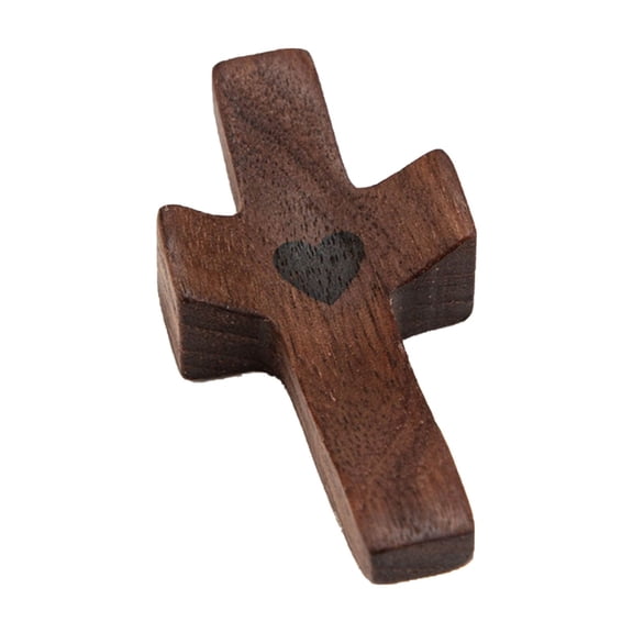 Black Walnut Wooden Thumb Cross Fidget Toys for Adults Handheld Prayer Comfort Piece Natural Wood Stress Relief Tool Church Easter Gift Office Desk Meditative Accessory Squishy Tactile Feel 1 Pack