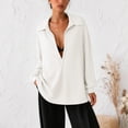 thumbnail image 2 of vigerkar Womens Oversized Deep V Neck Sweatshirts Casual Collared Long Sleeve Ribbed Knit Pullover Tops (White, XL), 2 of 7