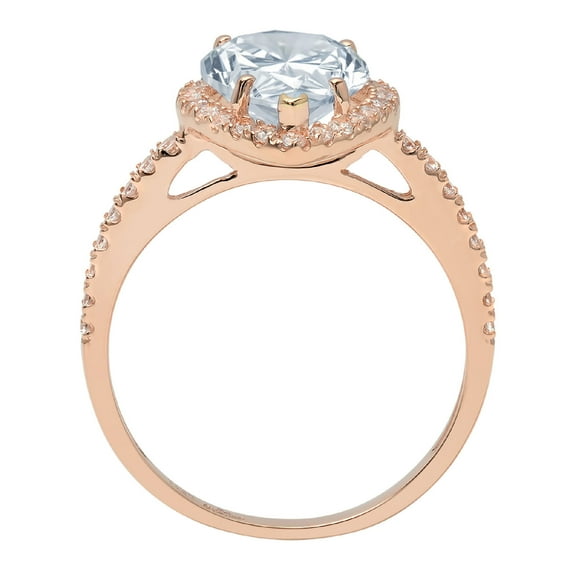 2.38 ct Pear Cut Natural Sky Blue Topaz Halo Engagement Ring for Women in 18K Rose Gold