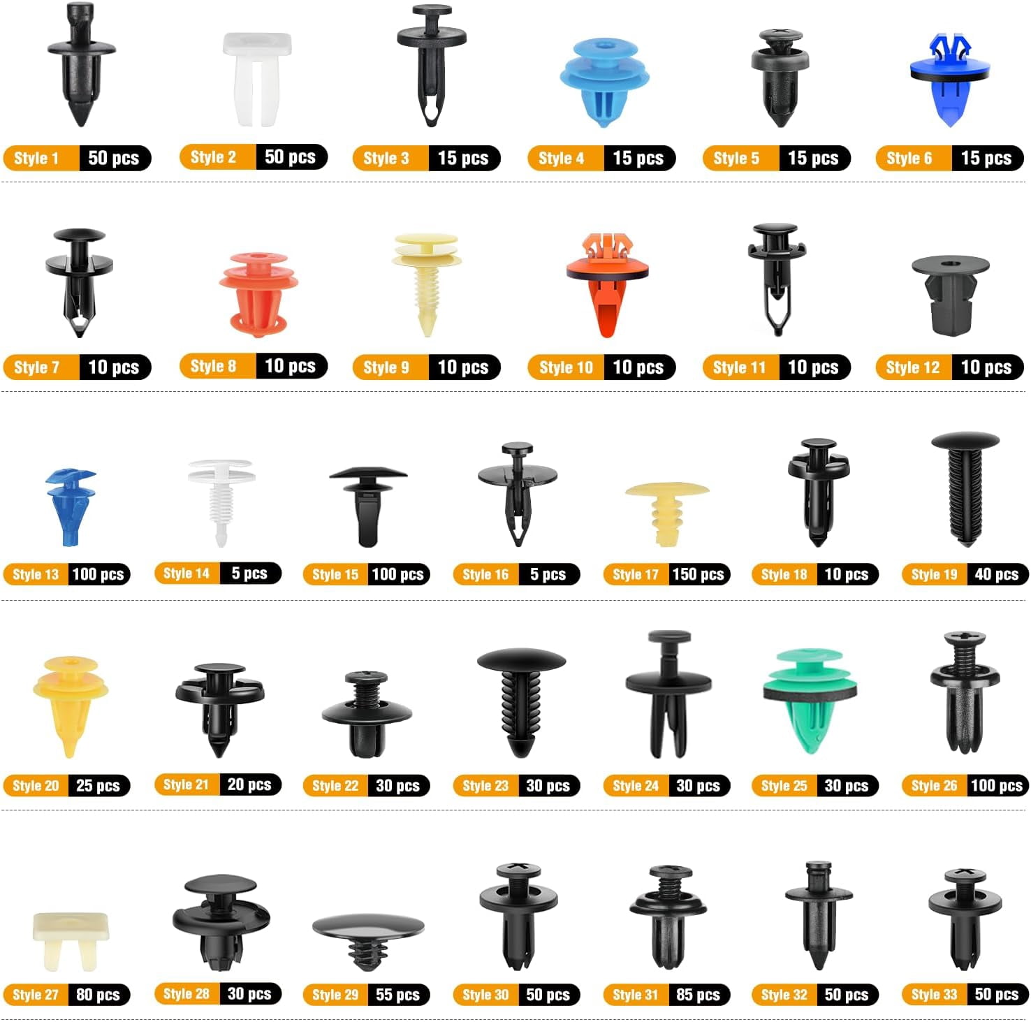 GOOACC 1390Pcs Car Door Panel Clips Auto Fasteners Assortment 26 Most Popular Sizes Automotive Push Pin Rivets Set Bumper Trim Body Clips for GM Ford Honda Chrysler Mazda