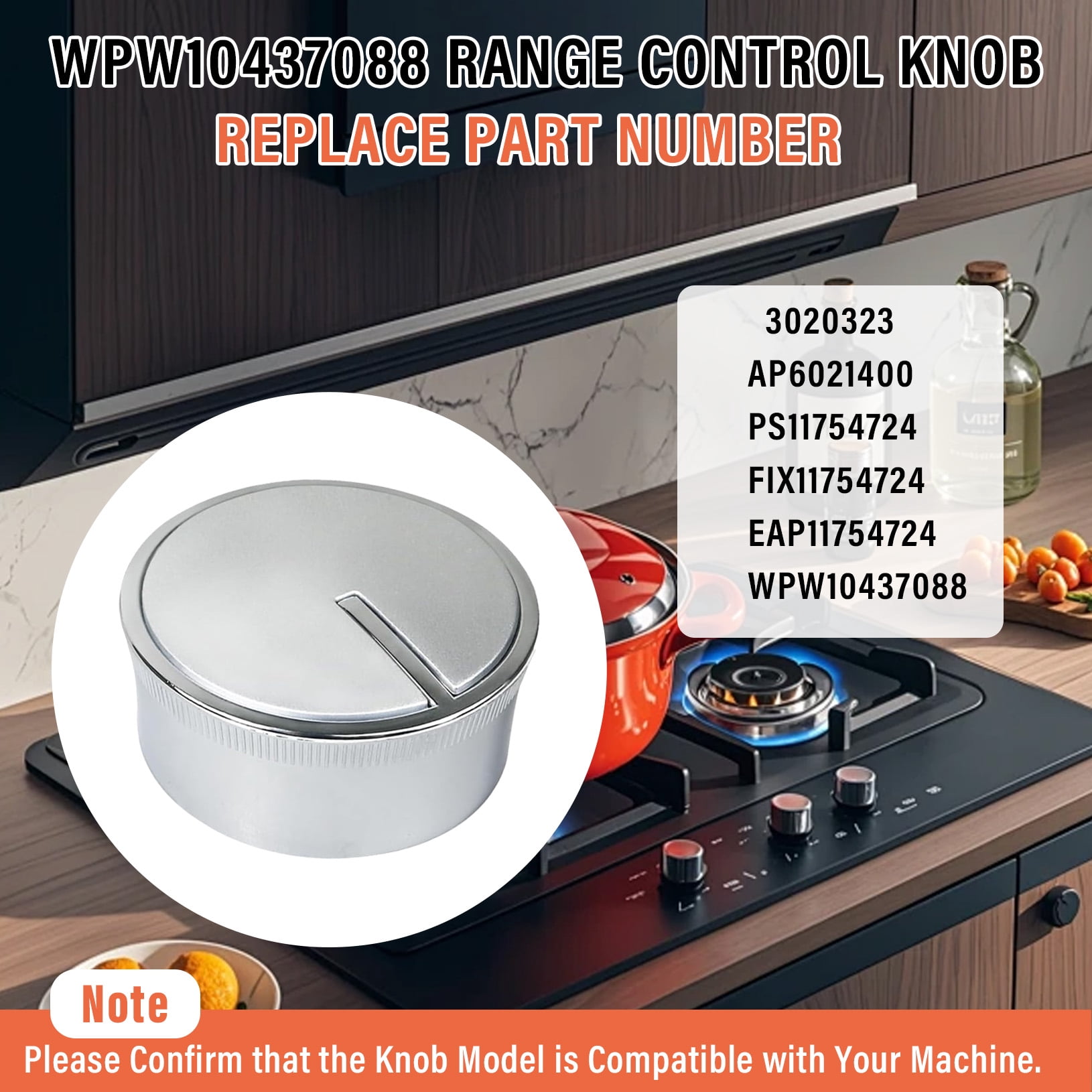 WPW10437088 W10437088 Control Knob Compatible with Whirlpool Ranges Replace W10437088, 3020323, PS11754724 (4PCS)