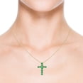 thumbnail image 4 of ANGARA Natural Flat Prong-Set Emerald Cross Pendant in 14K Yellow Gold for Women (Size-2.5mm) | May Birthstone, Birthday, Anniversary, Jewelry Gift for Women | Natural Emerald Necklace, 4 of 8
