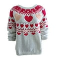 thumbnail image 3 of NAMTYQX Ladies Sweaters Long Sleeve Scoop Neck Print Warm Loose Fit Women's Pullover Sweaters Casual Red Size 3XL, 3 of 5