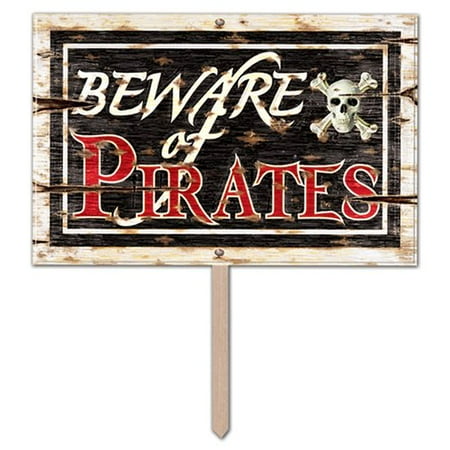 The Beistle Company 3-D Plastic Beware Of Pirates Garden Signs