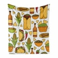 thumbnail image 1 of Mexican Soft Flannel Fleece Throw Blanket, Latin Food Chili Taco Nachos Burrito Tequila Rice Corns Best Supper, Cozy Plush for Indoor and Outdoor Use, 50" x 60", Multicolor, by Ambesonne, 1 of 6