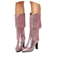 thumbnail image 3 of Fashionable Women's Mid-Calf Boots with Glittery Pointed Toe and Heel Featuring Fringe Tassel Design for Ladies, 3 of 7