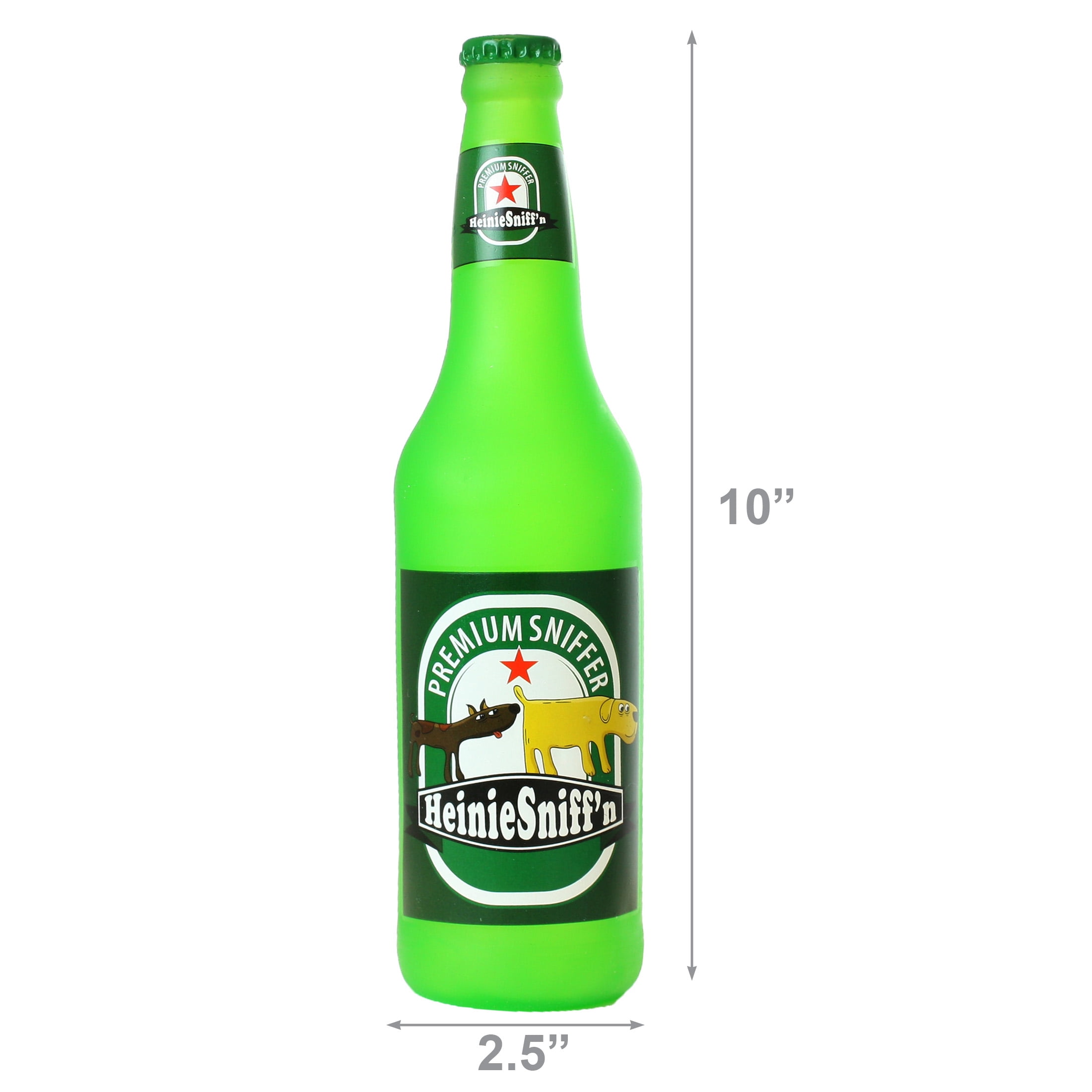 Silly Squeakers Beer Bottle Heinie Sniffn Durable Squeaky Vinyl 2-Pack Dog Toy