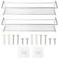 thumbnail image 1 of 2pcs Stainless Steel Wall-mounted Spice Holder Kitchen Storage Rack Condiment Shelf (Silver), 1 of 7