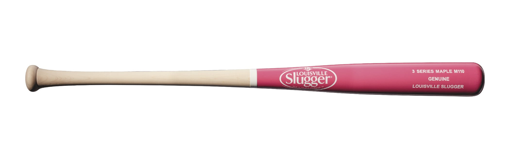 Louisville Slugger Genuine S3 Maple M110 Wood Bat, Natural/Pink