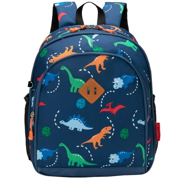 Mochila JinBeryl para niños pequeños, 12 pulgadas, dinosaurio, azul marino