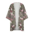 thumbnail image 3 of Dyegold Women's Beach Kimono Coverup Sheer Chiffon Cover Ups Casual Loose 3/4 Sleeve Floral Open Front Boho Cardigan Tops, 3 of 4