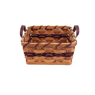 Amish Corner Storage Handmade Solid Oak Woven Wicker Basket (Small)