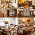 thumbnail image 6 of Blue Brown Checked Cotton Linen Rectangle Table Runners 13"x36", Beige Buffalo Plaid Farmhouse Coffee Table Runner Dresser Scarves Luxury Table Runners for Wedding Party Banquet Dinner Decor, 6 of 8
