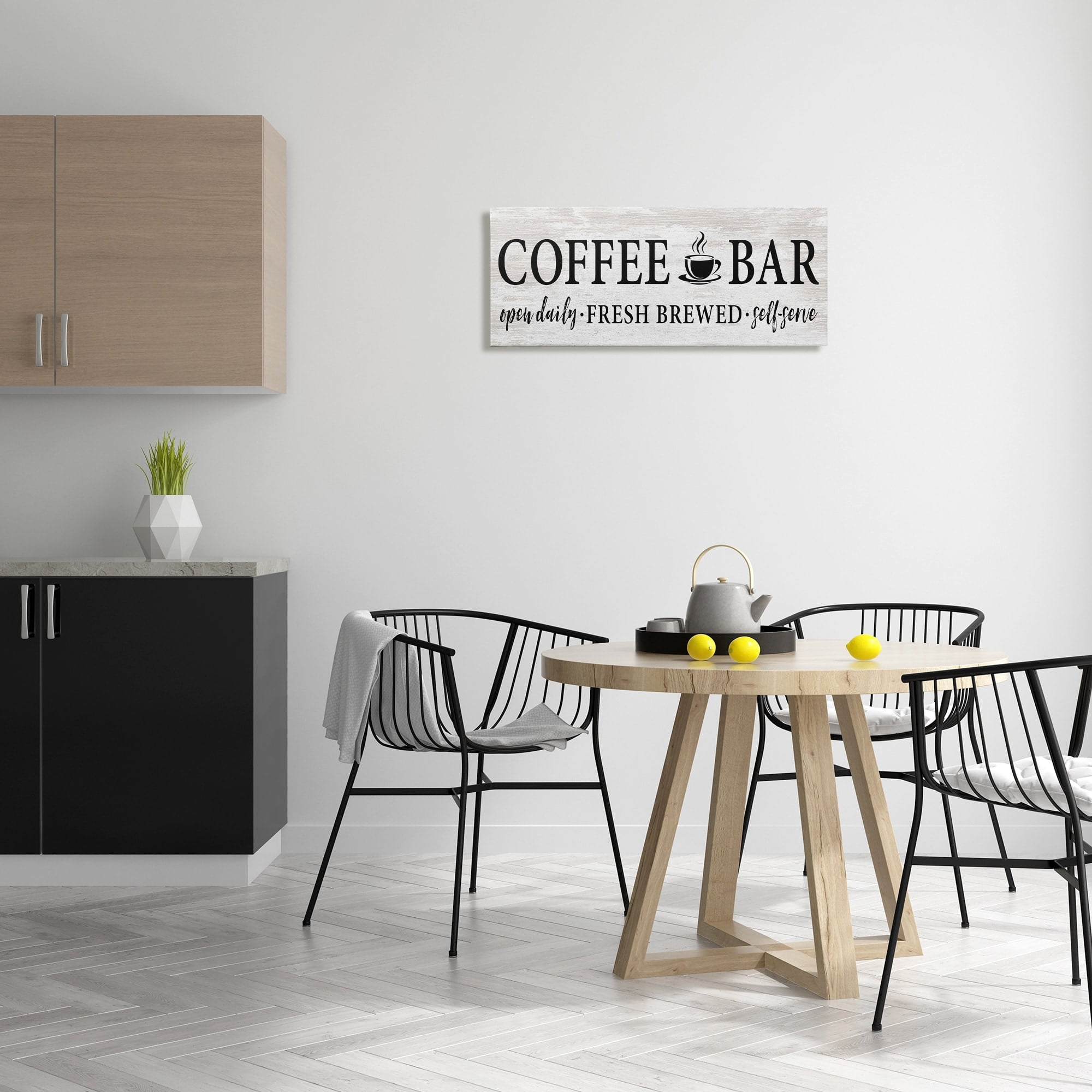 Stupell Industries Coffee Bar Cafe Sign Rustic Pattern Kitchen Graphic Art Gallery Wrapped Canvas Print Wall Art, Design by Lettered and Lined