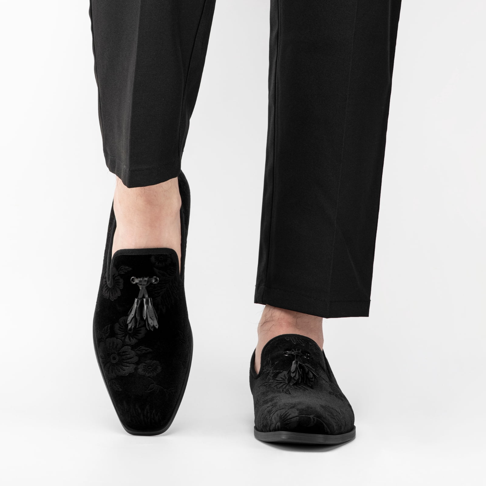 Black velour mens shoes sz11 @43 Bolton Black Velvet Formal Slip-On main image 3