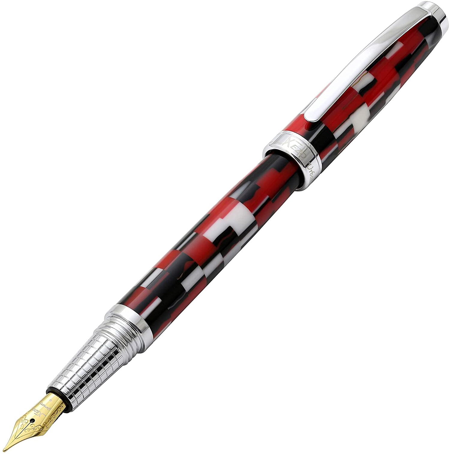 Xezo Urbanite II Acrylic  Brass Fountain Pen (Medium Nib) - Trek Red