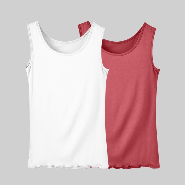 Puntoco Camisetas de cuello cuadrado para mujer, top informal de verano de gran tamaño a la moda de color sólido con cuello redondo, camiseta sin mangas