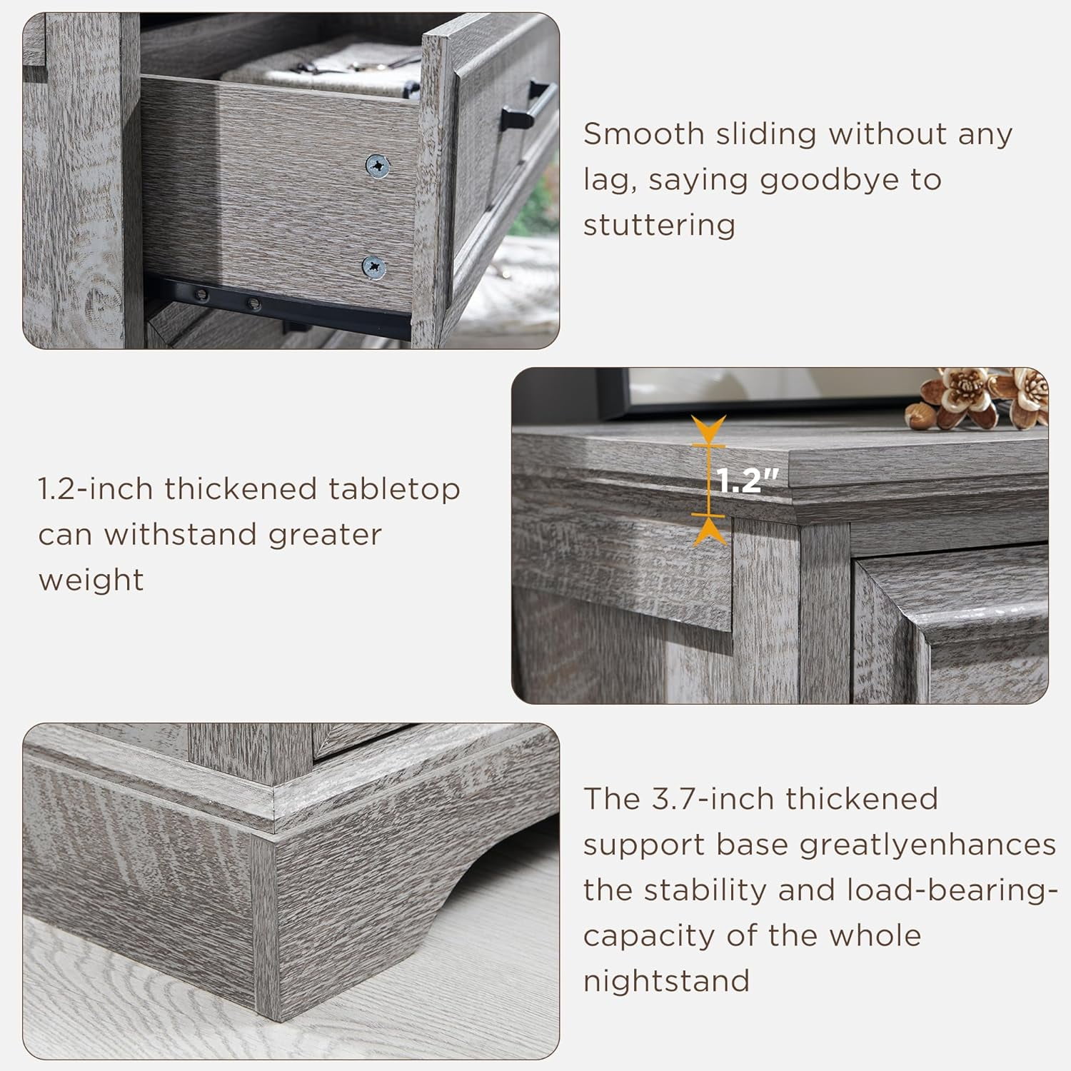 ACCOHOHO 5-Tier Storage Dressers, Wood Rustic Chest of Drawers for Bedroom Living Room, Grey
