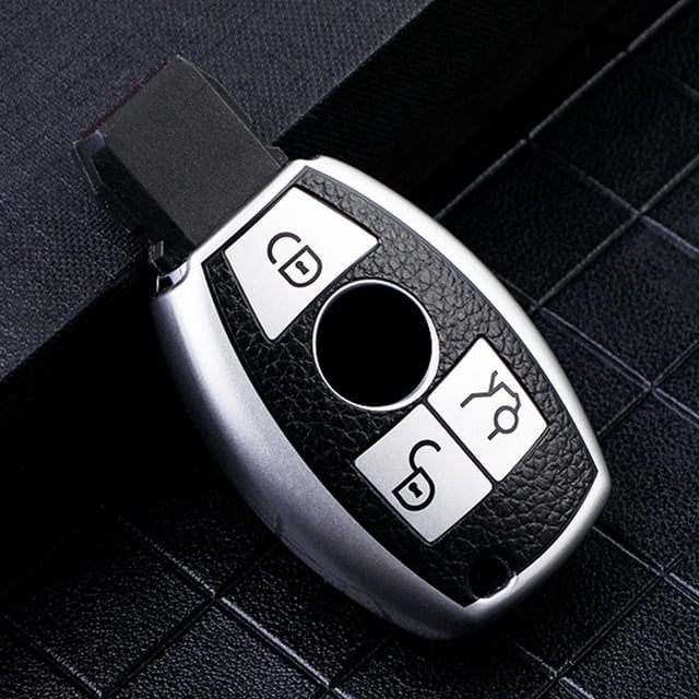 BUYISI Car Remote Key Shell Case Leather Tpu Stylish Car Key Fob Case-Cover For Mercedes For Benz E C S Class W204 W212 Silver