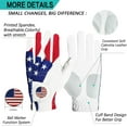 thumbnail image 2 of FINGER TEN Golf Gloves Men Left Hand Right with Ball Marker USA Flag Blue Camo Plaid Pack, Mens Leather Golf Glove All Weather Grip Small Medium ML Large XL, 2 of 7