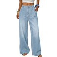 thumbnail image 4 of LEKODE Womens Jeans Baggy Pants Women Work Pants Work Pants Women Jeans for Women Trendy Straight Leg Jeans Palazzo Pants for Women Dress Pants Women's Straight Leg Jeans Light Blue L, 4 of 6