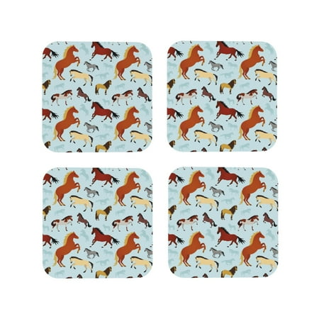 

Drink Coasters Set of 4 Rustic Cute Horse Leather Coasters for Coffee Table Protector Heat Resistant Cute Coasters for Home Decor Housewarming Gifts Bar Kitchen 4 Inch Square